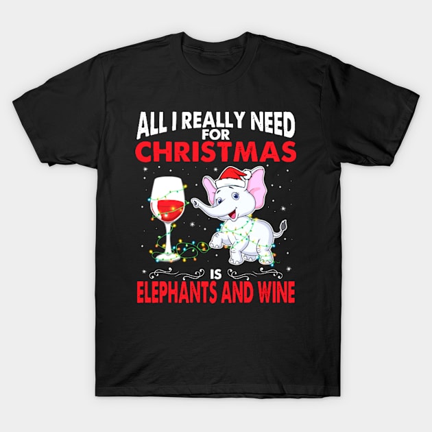 Christmas Elephants and wine T-Shirt by Risset